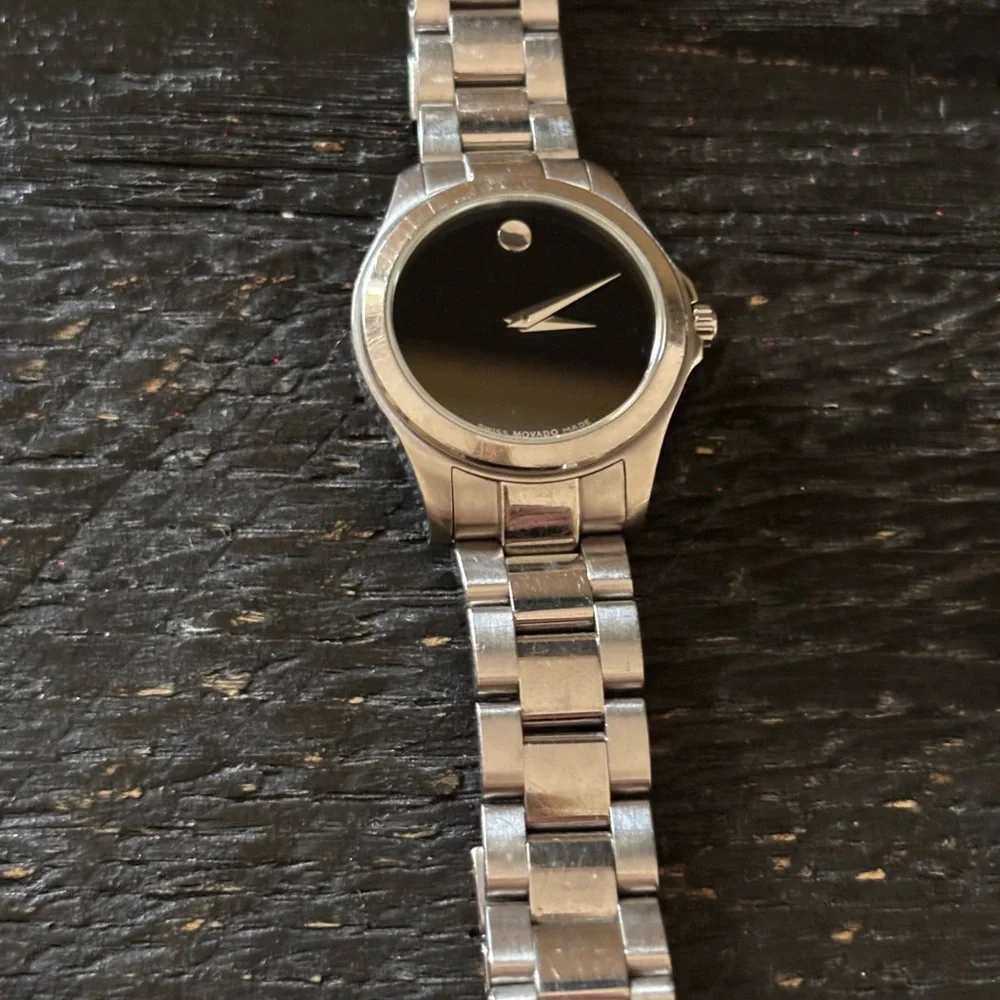 Movado Silver and Black Watch